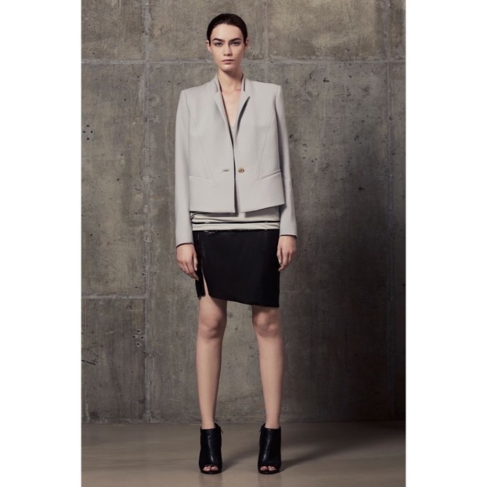HELMUT LANG Light Gray Single Button Blazer Jacket